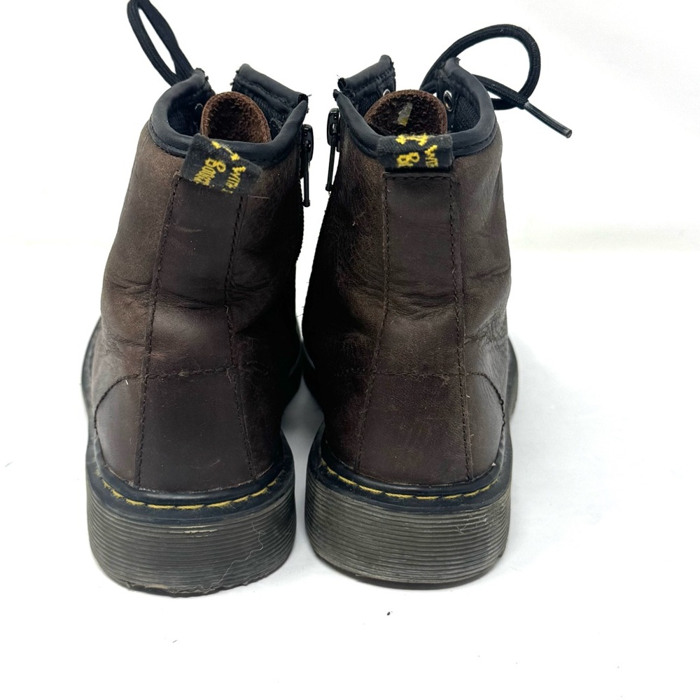 Dr Doc Marten Delaney Brown Leather Combat Boots Side Zip Youth Size 3 - Picture 4 of 6